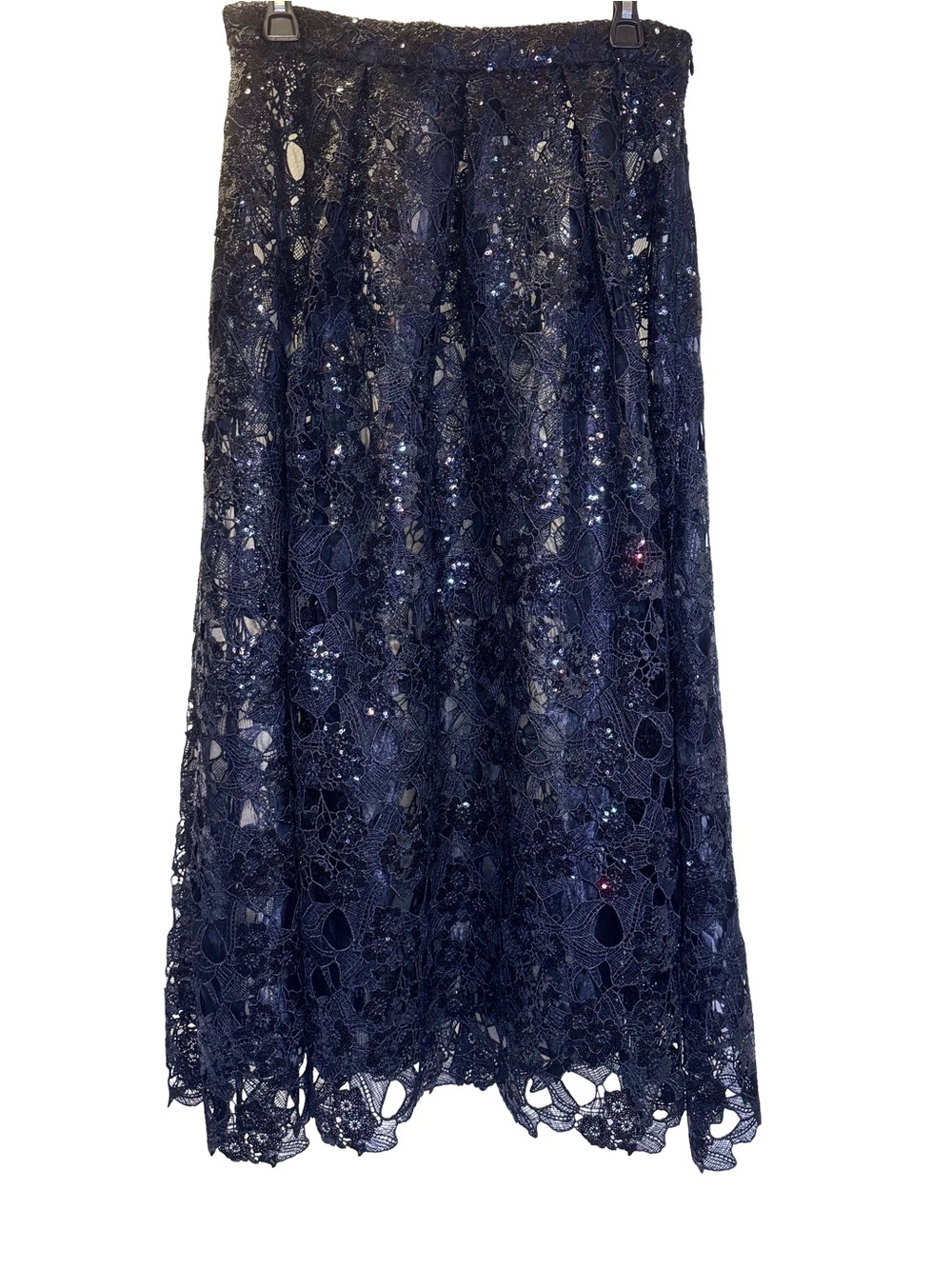Eva Franco Anthropology NWT Black Lace Embellished Maxi Skirt Sz 8 Sheer Lining